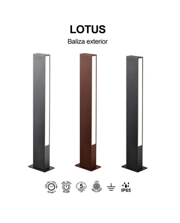 LOTUS * BOLARDO 60CM IP65 10W 3000K NEGRO